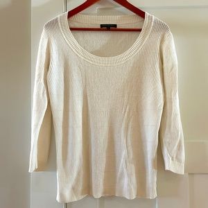 Banana Republic knitted cropped sleeve knitted top - Cream - Size Large